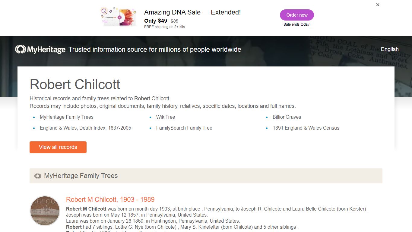 Robert Chilcott - Historical records and family trees ...